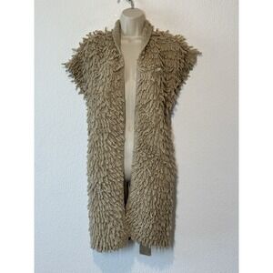 New Good & Hart ChunkyShaggy Duster Vest  XS/S Brown Beige Boho Festival